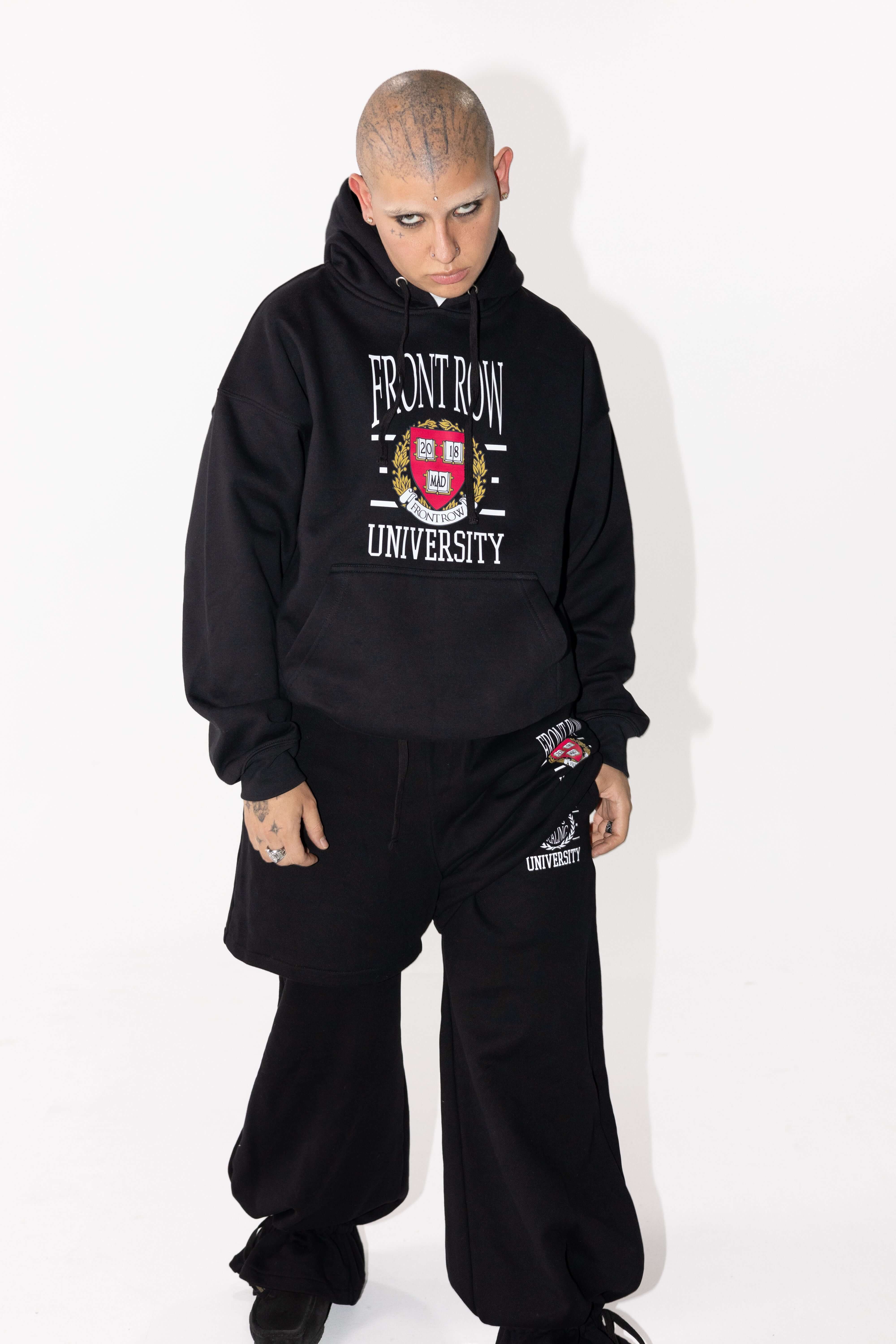 FRONT ROW COLLEGE BLACK HOODIE | FrontRowEU
