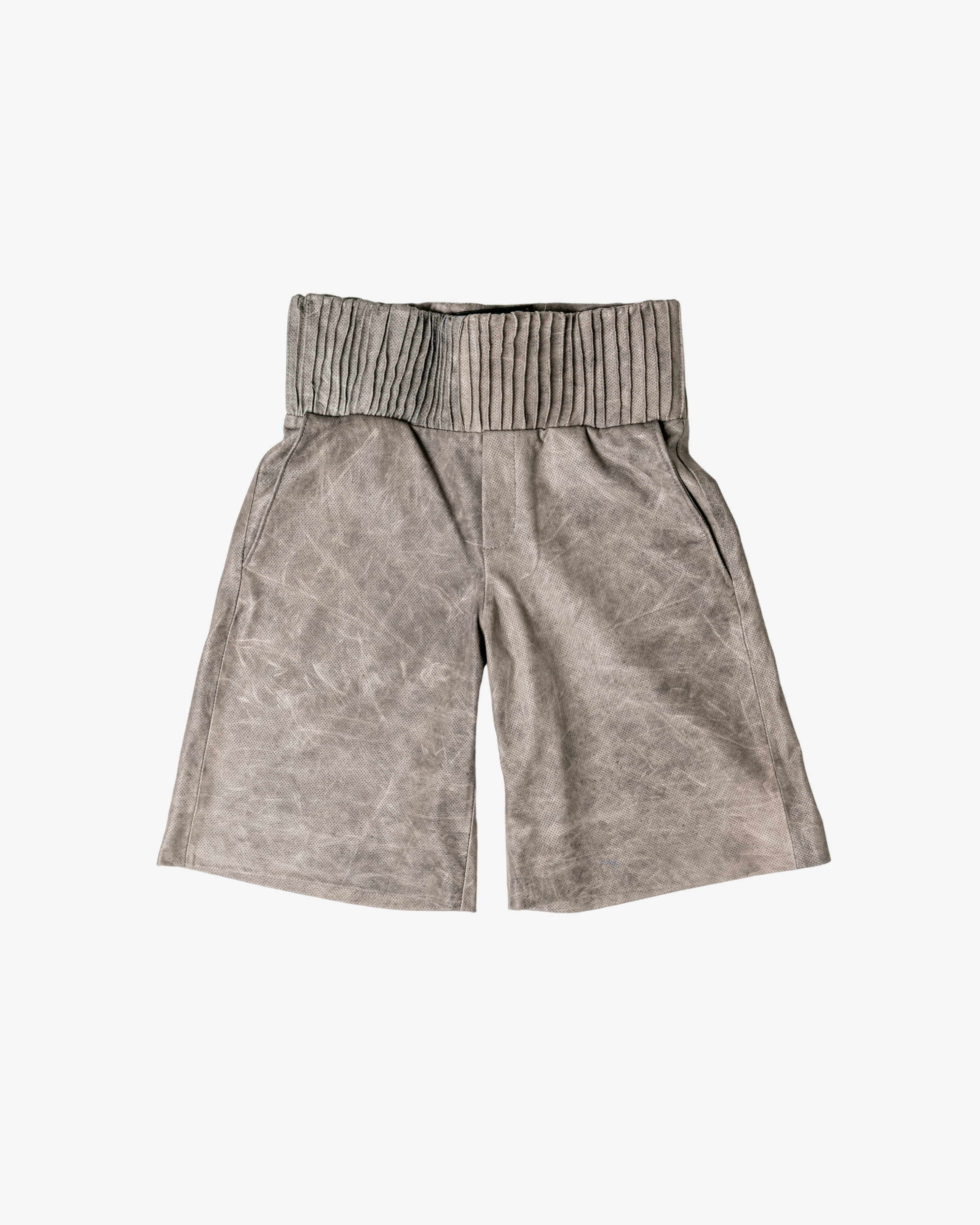 Box Leather Shorts - Grey