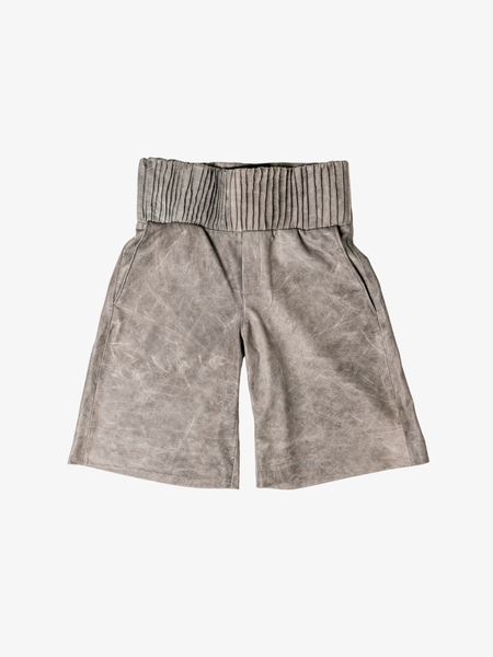 Box Leather Shorts - Grey