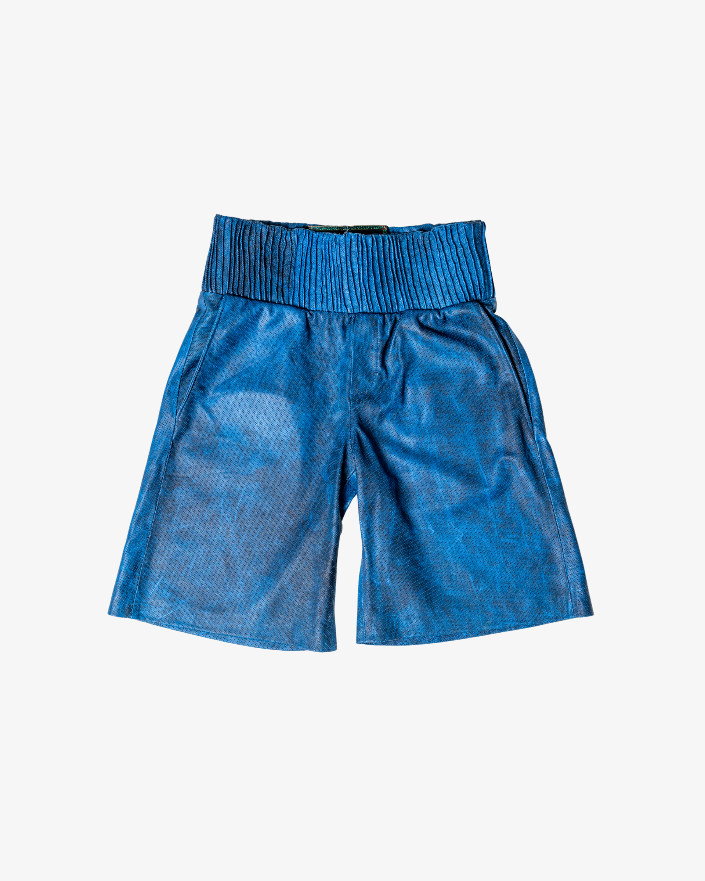 Box Leather Shorts - Blue