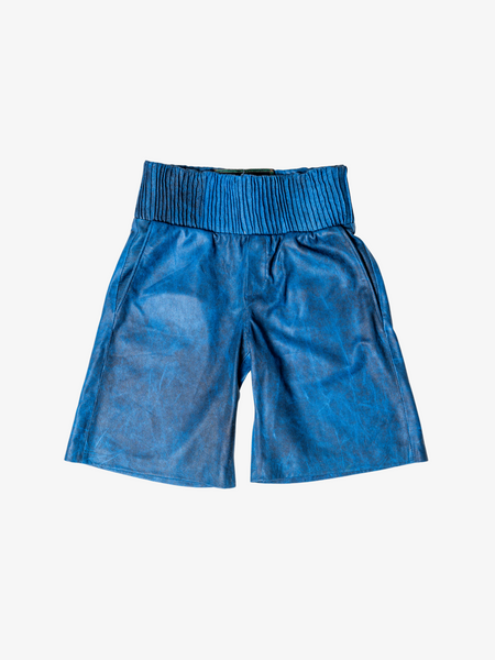 Box Leather Shorts - Blue