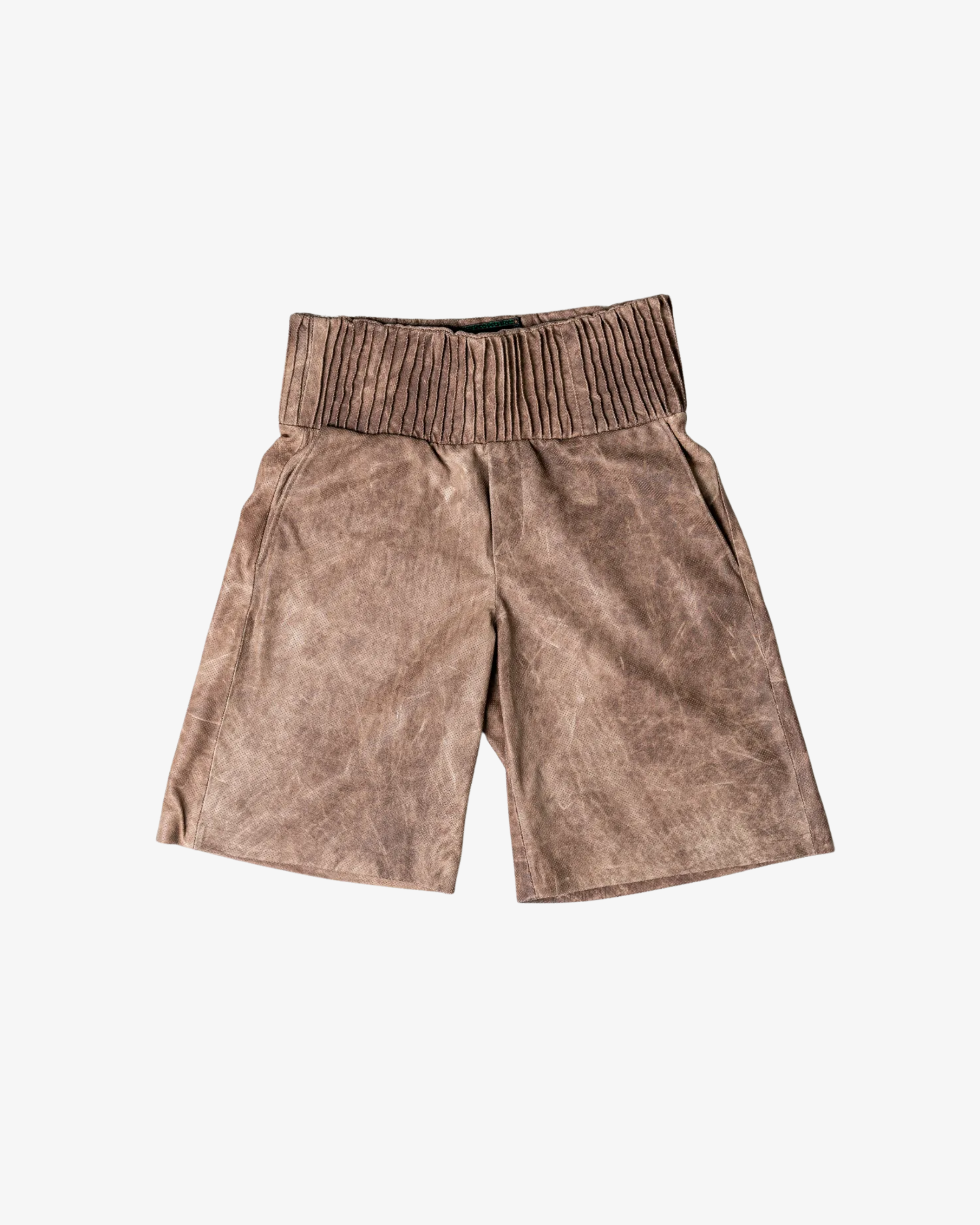Box Leather Shorts - Brown