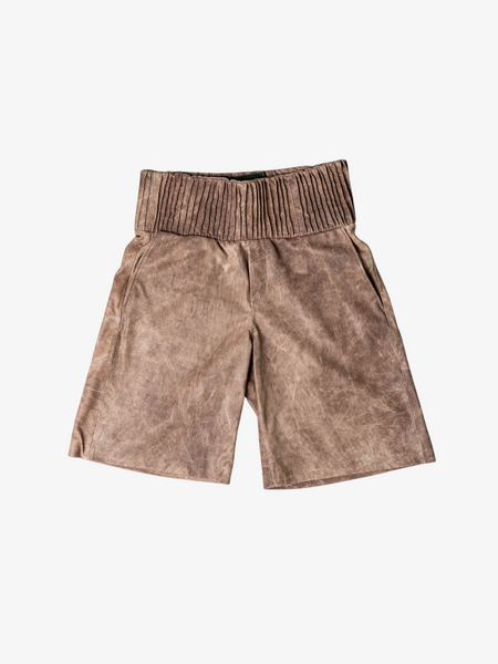 Box Leather Shorts - Brown