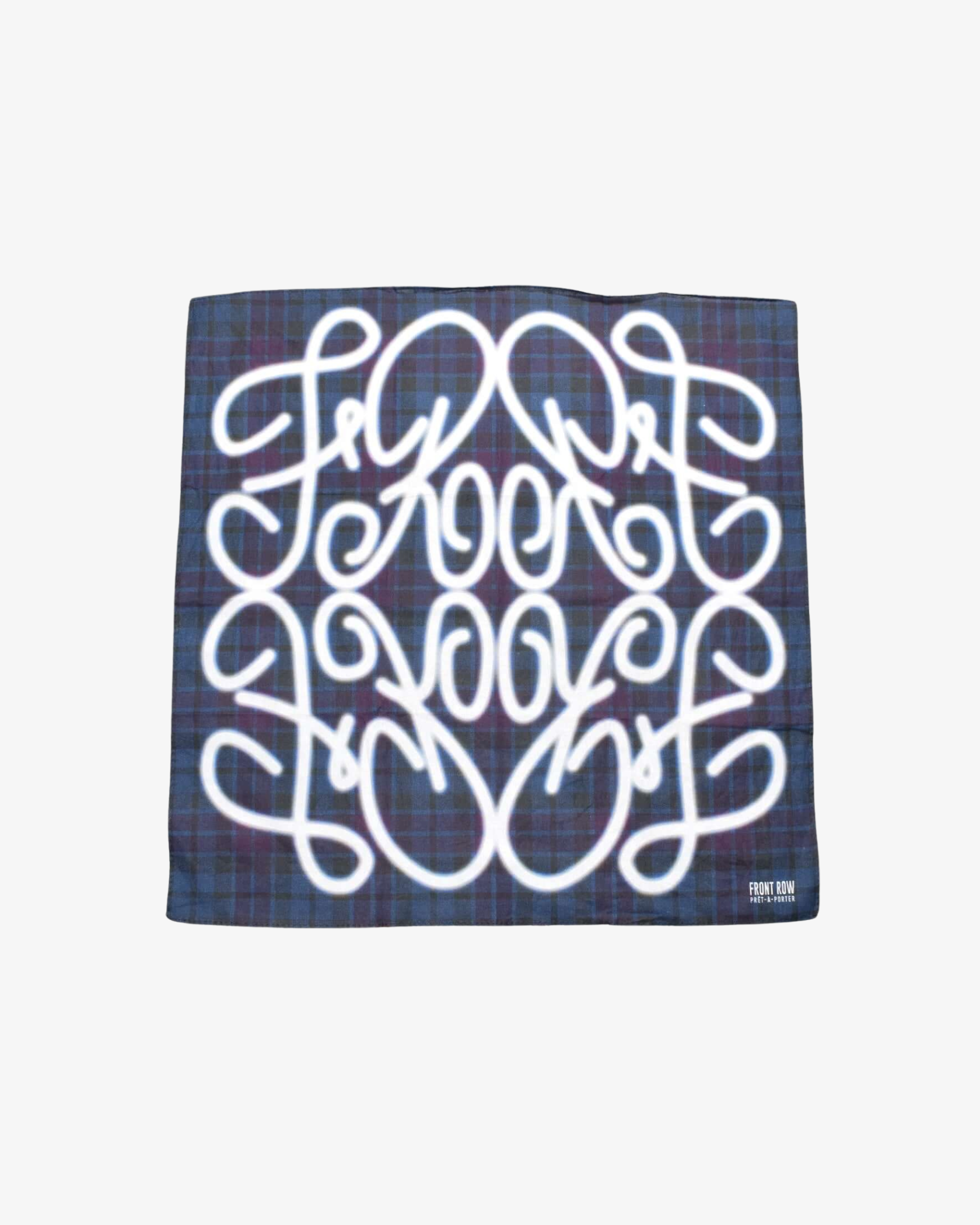 PLAID MONOGRAM BANDANA BLUE