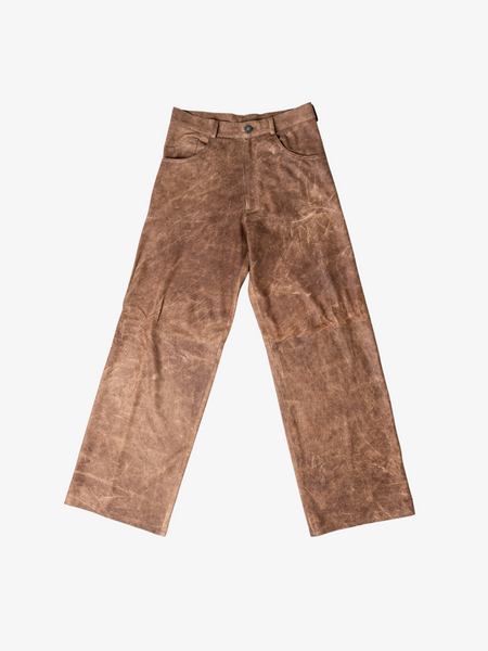 Perforated Leather Pants - Brown