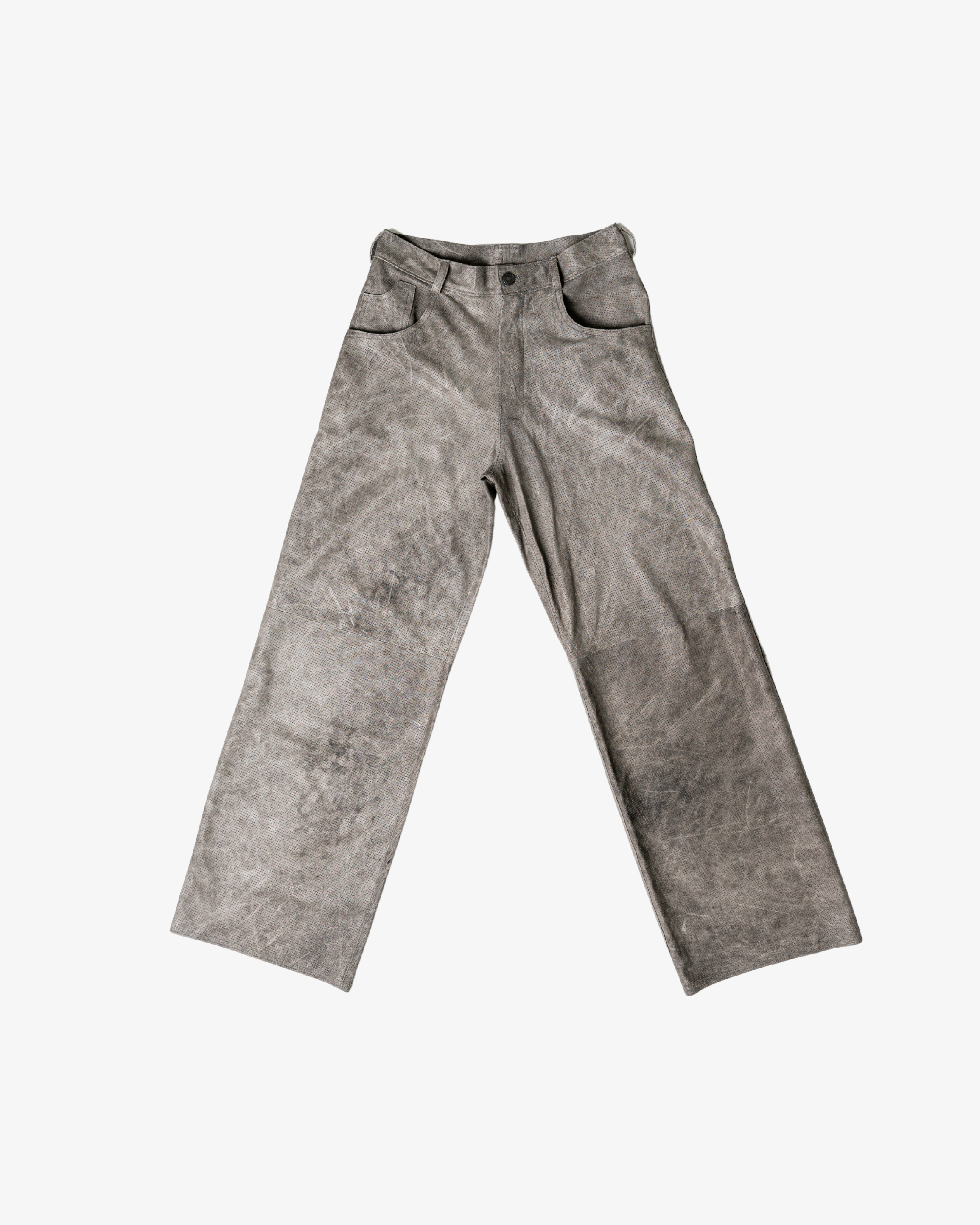 Perforated Leather Pants - Grey