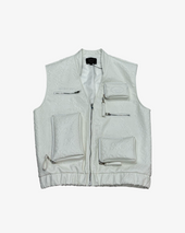 Leather Sk Vest White