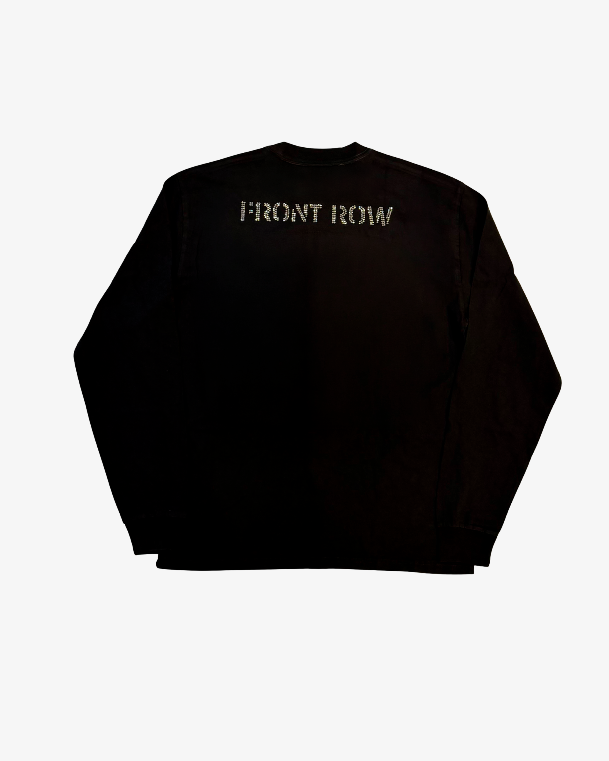 FUN BANNED RHINESTONES WASHED LONGSLEEVE BLACK