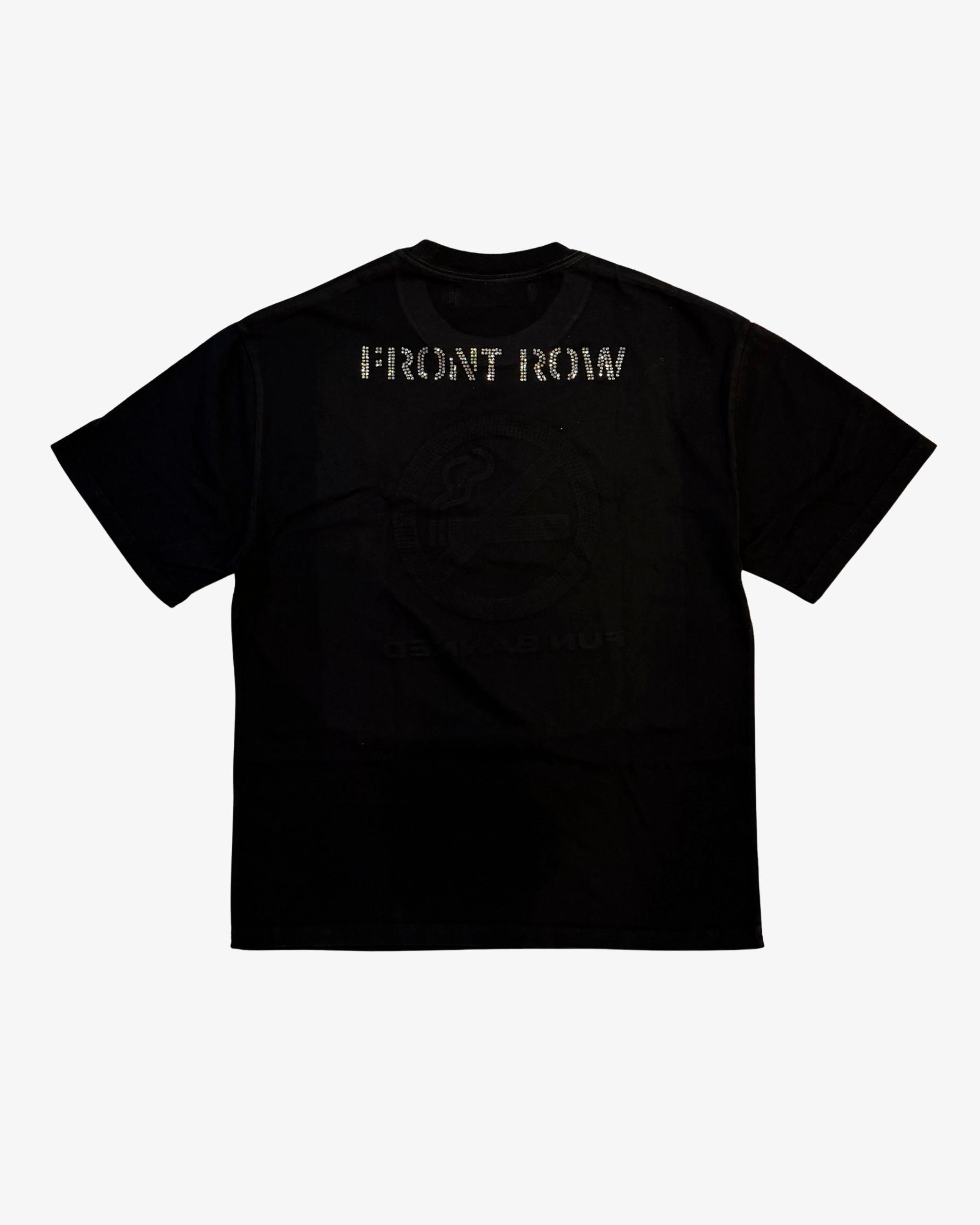 FUN BANNED RHINESTONES WASHED TEE BLACK