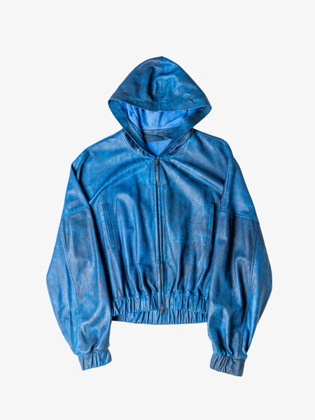 Perforated Leather Hoodie - Blue