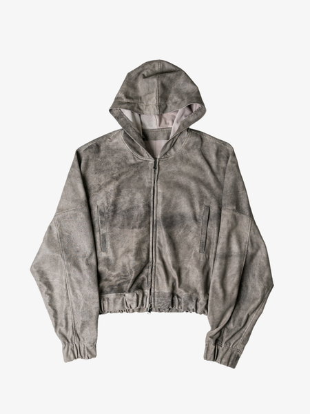 Perforated Leather Hoodie - Grey