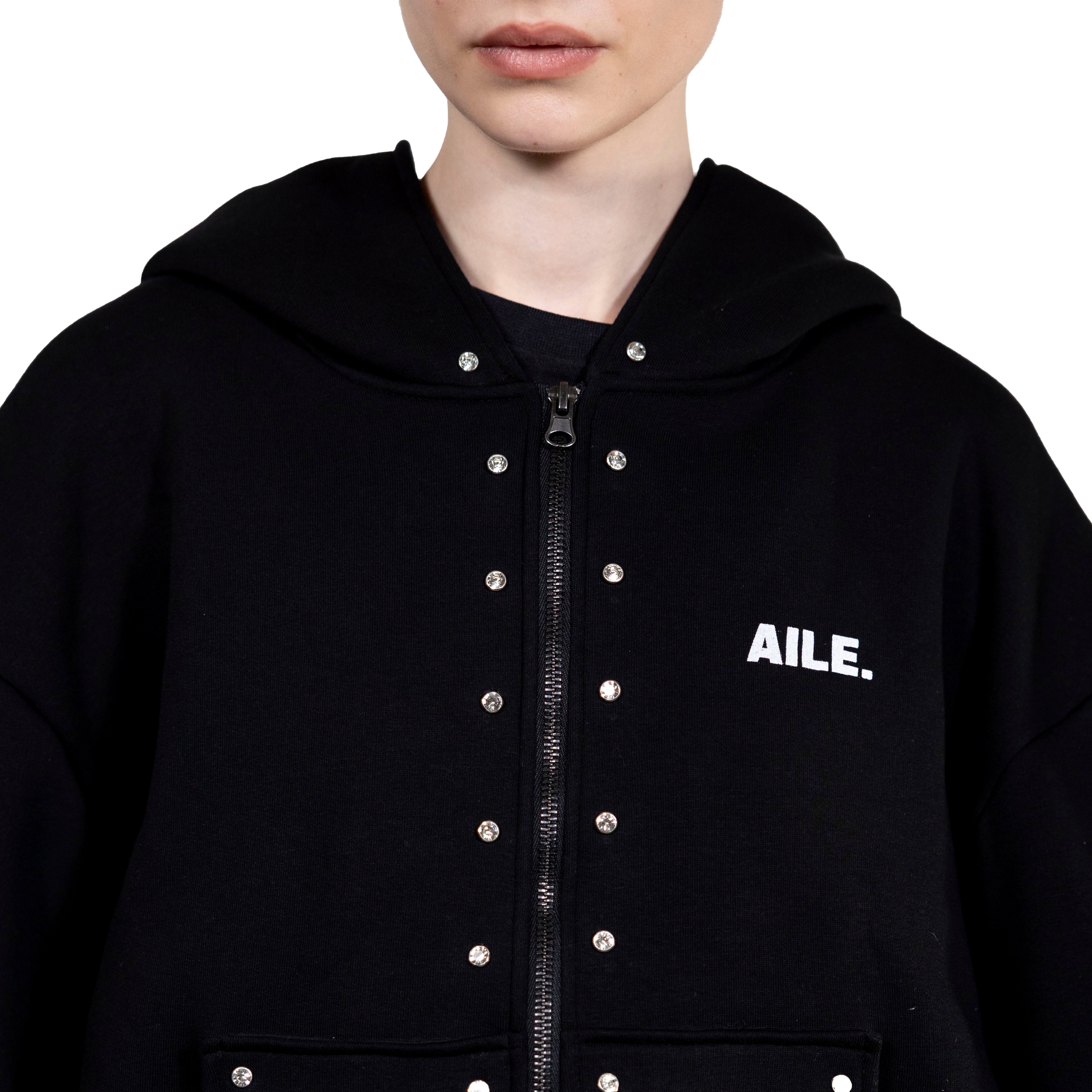 AILE CRYSTALS ZIPPER HOODIE - "THE BED".