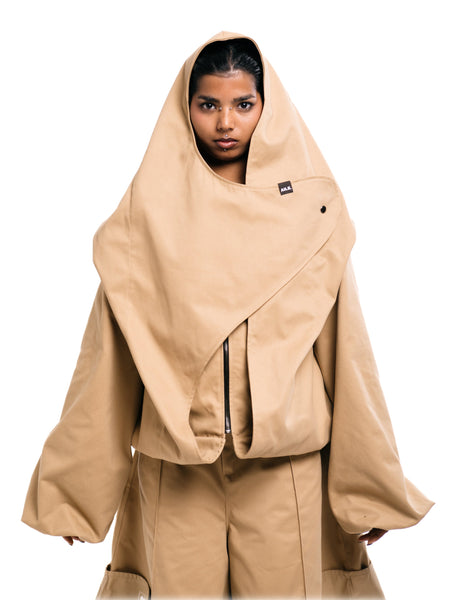 HOOD TWILL JACKET IN BEIGE