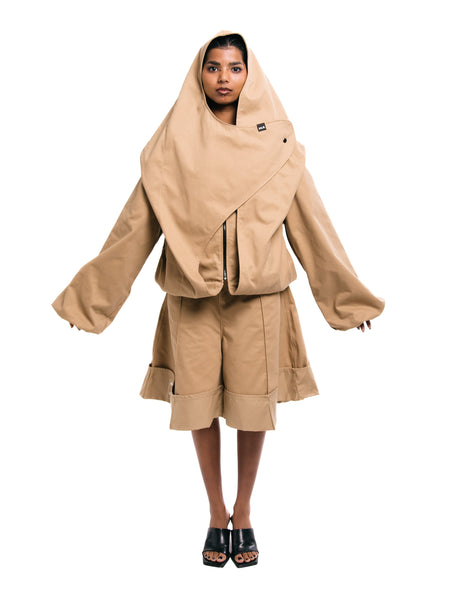 HOOD TWILL JACKET IN BEIGE