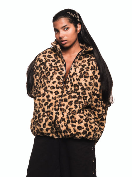 PRINT ANIMAL FLEECE JACKET