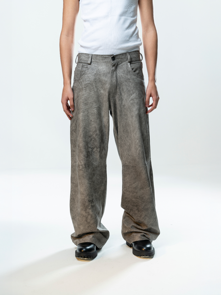 Perforated Leather Pants - Grey