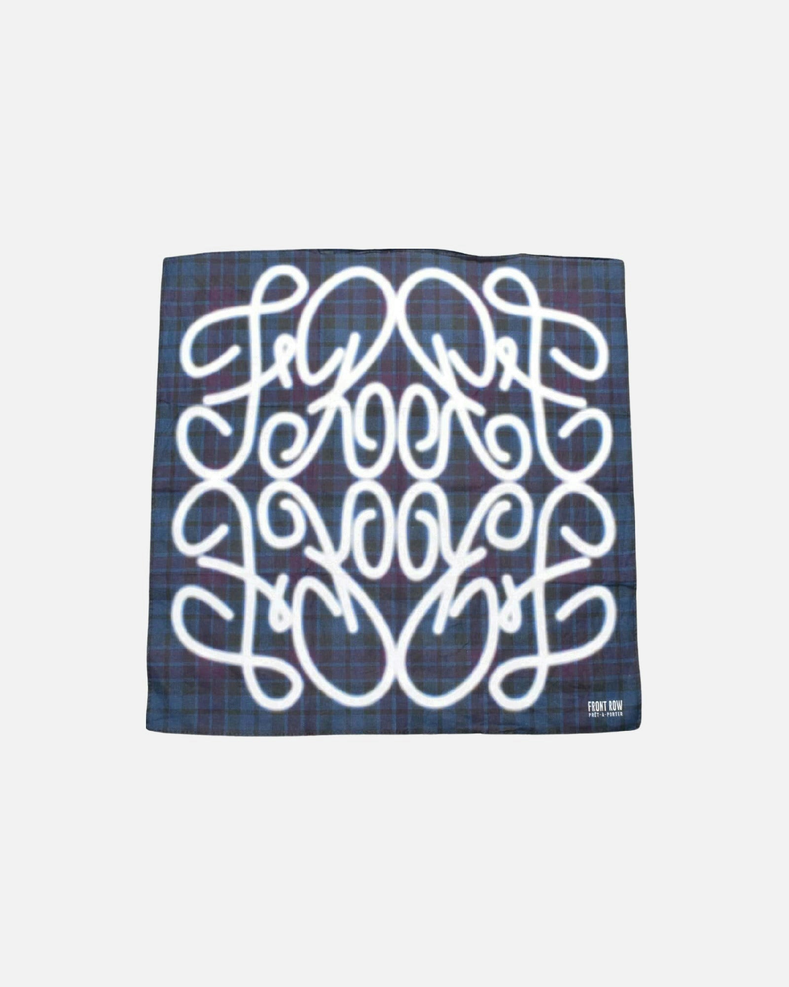 PLAID MONOGRAM BANDANA BLUE