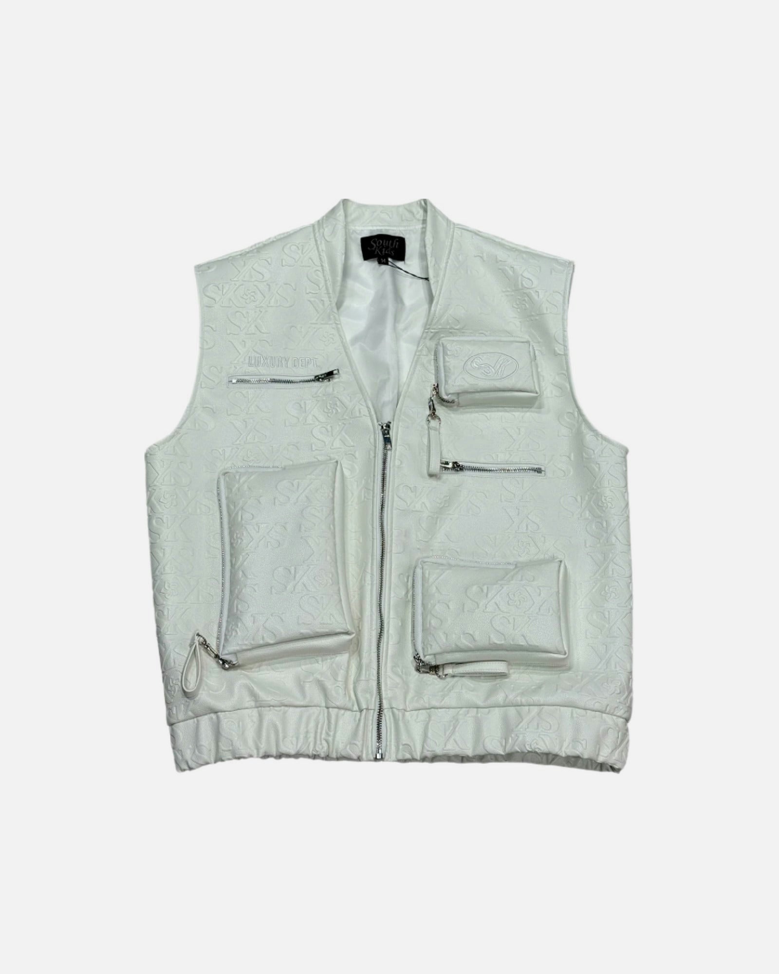 Leather Sk Vest White
