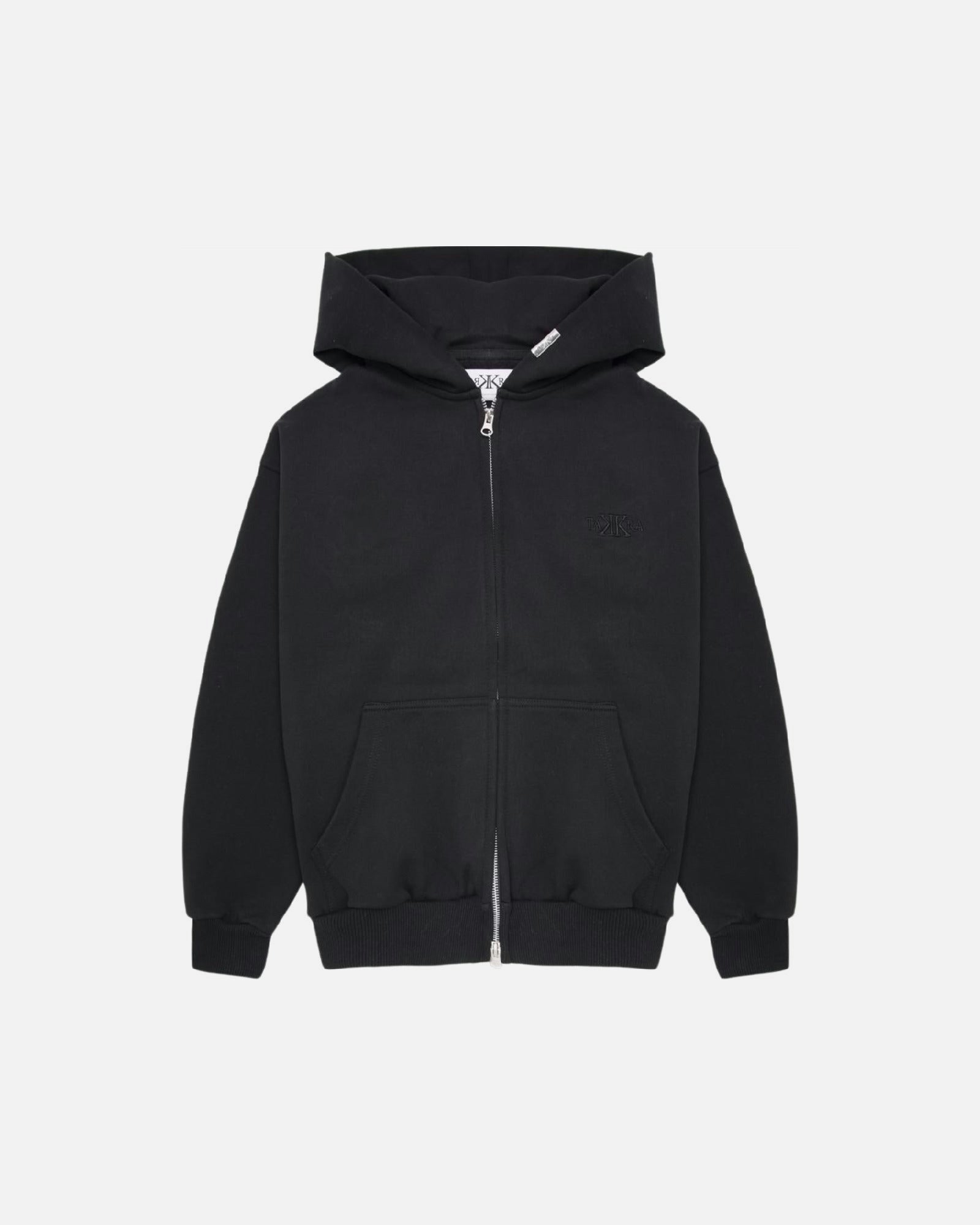 Embossed Zip-Up Hoodie Black