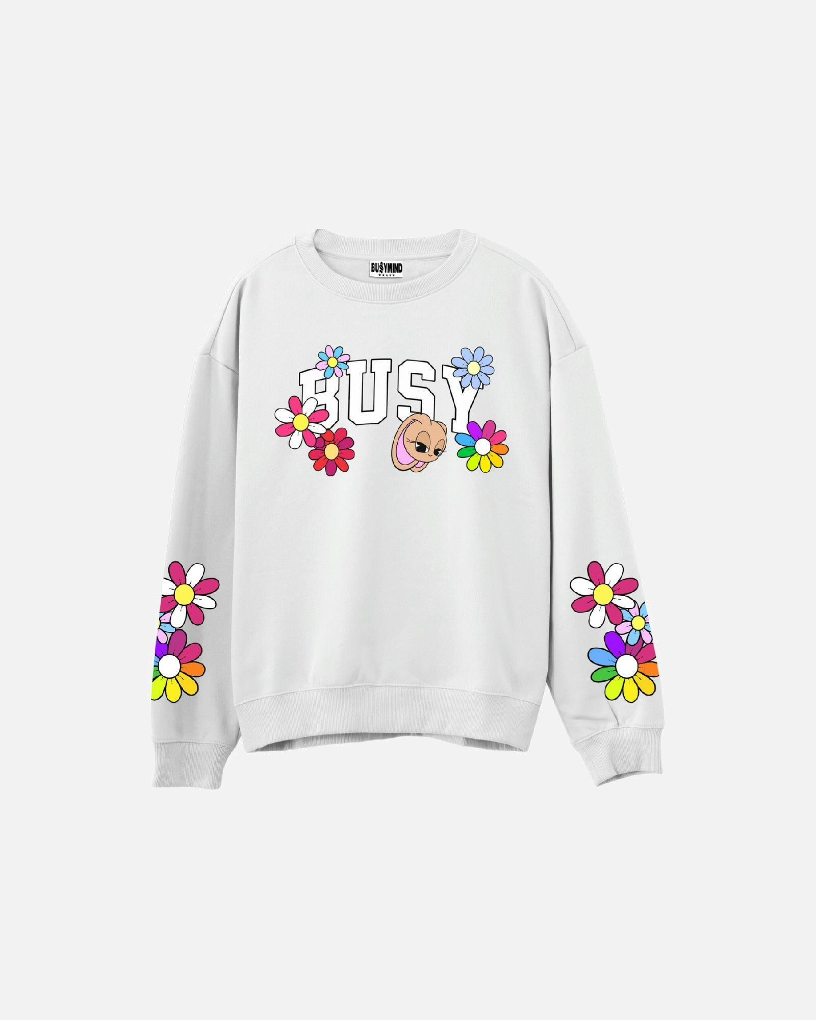 CREWNECK SWEATSHIRT FLOWERS WHITE