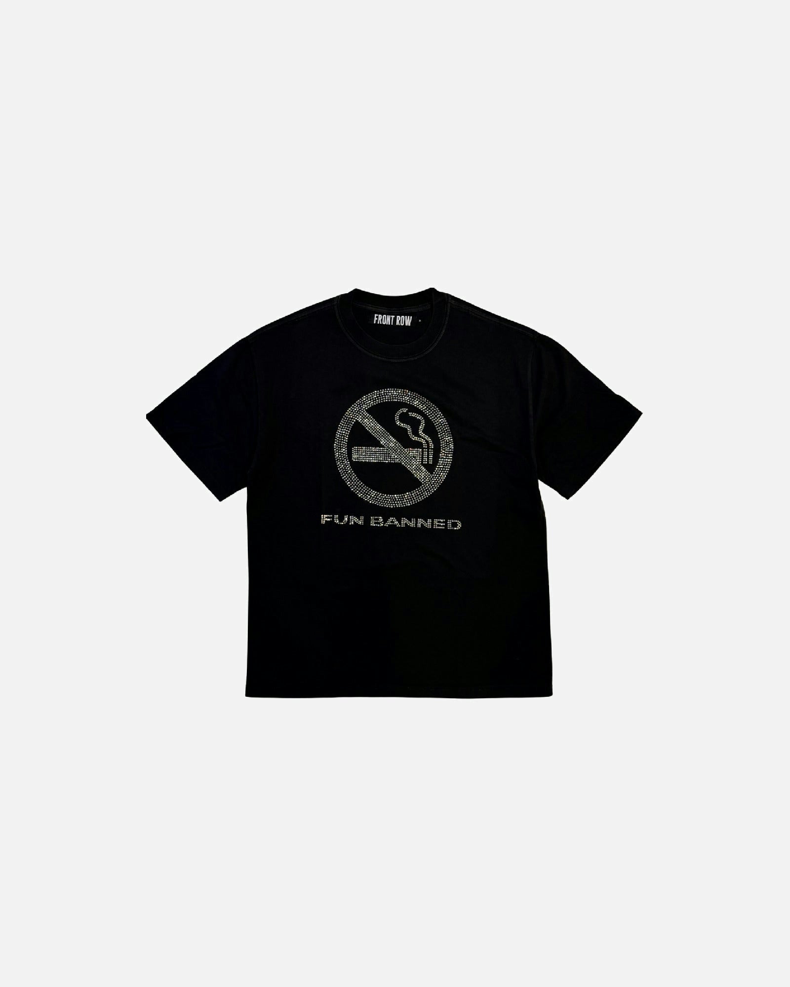 FUN BANNED RHINESTONES WASHED TEE BLACK