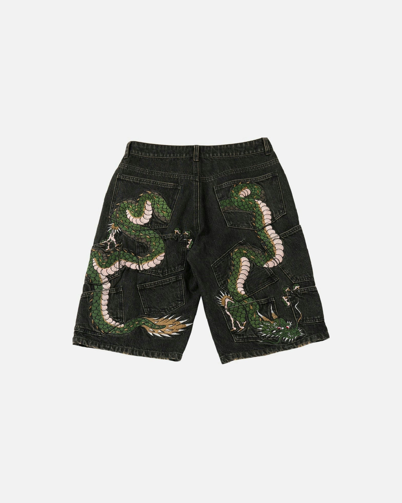 “Dragon” embroidery jorts